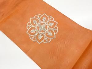 絽銀駒刺繍華紋模様名古屋帯